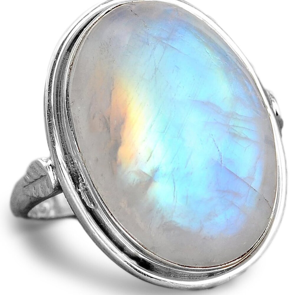 Sterling Silver Moonstone Ring Size 10 Statement Boho Jewelry